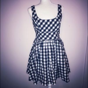 Aqua black and white checkered dress